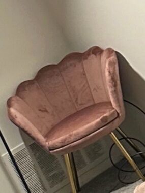 Blush Velvet Shell Accent Chair with Gold Legs